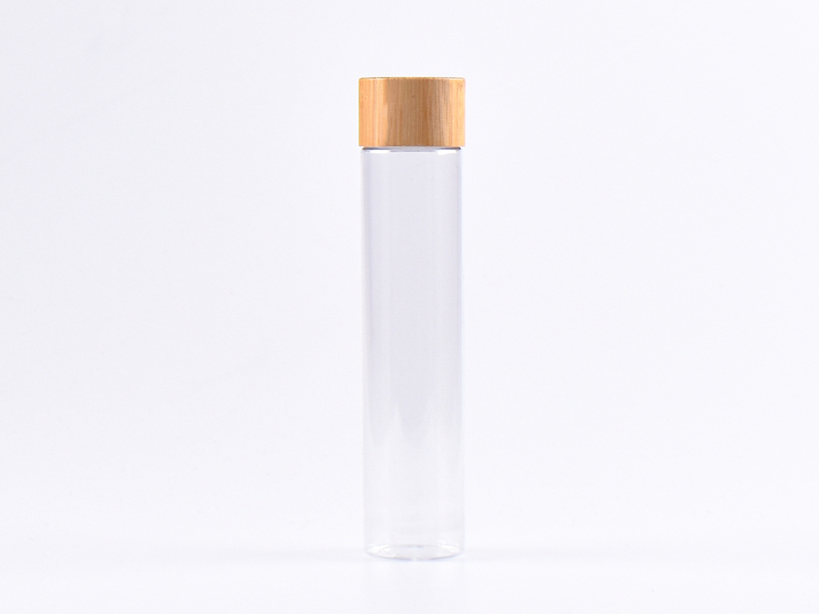 PET Röhrchen, 100ml, Schraubverschluss Bambus