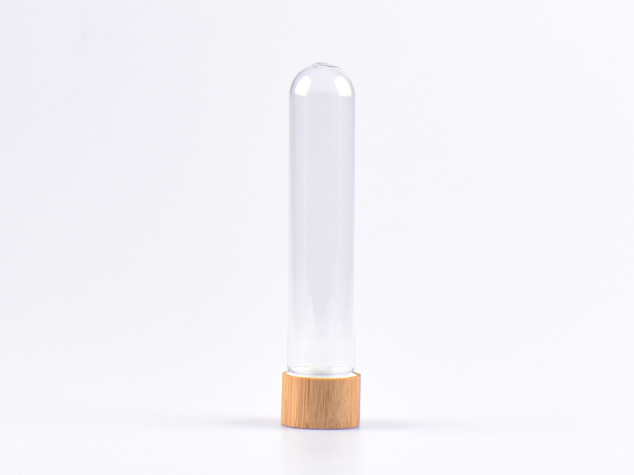 PET Röhrchen, 80ml, Schraubverschluss Bambus