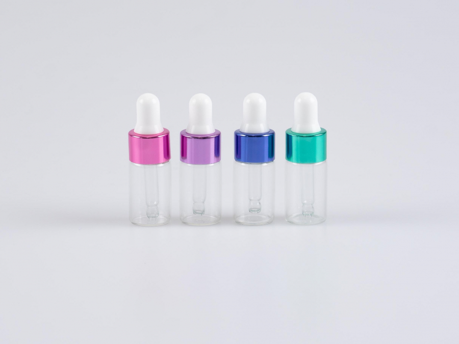 Pipettenflasche, Glas, 3ml, metallic
