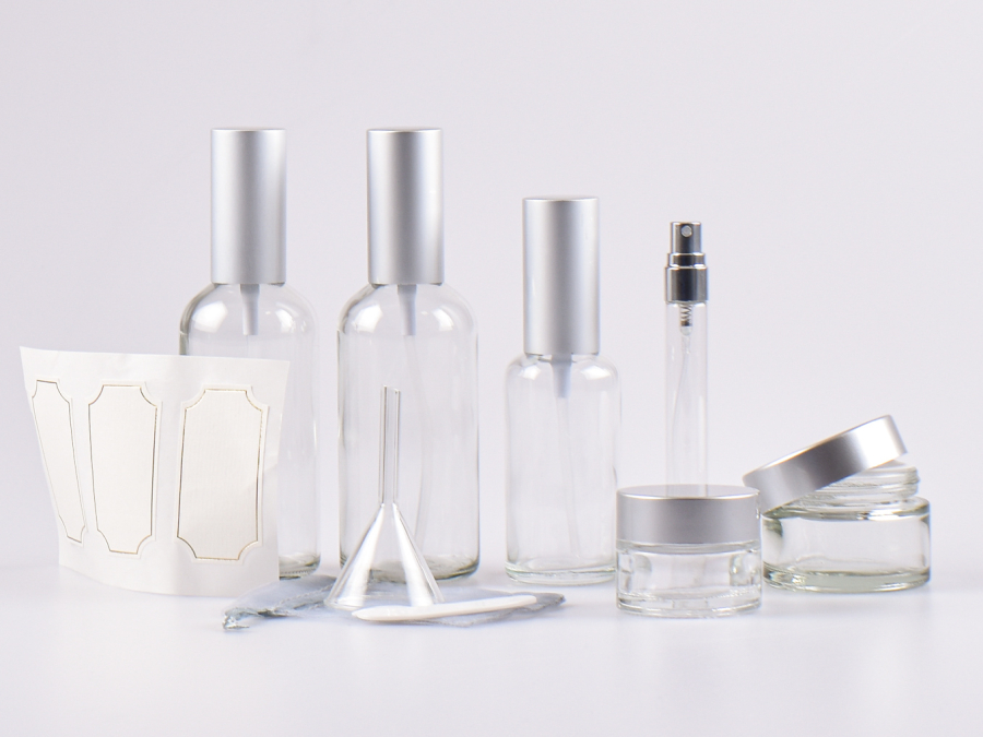 Reise-Set, Make-up Tasche, Beauty Case, Reisebeutel, transparent - 15-teilig