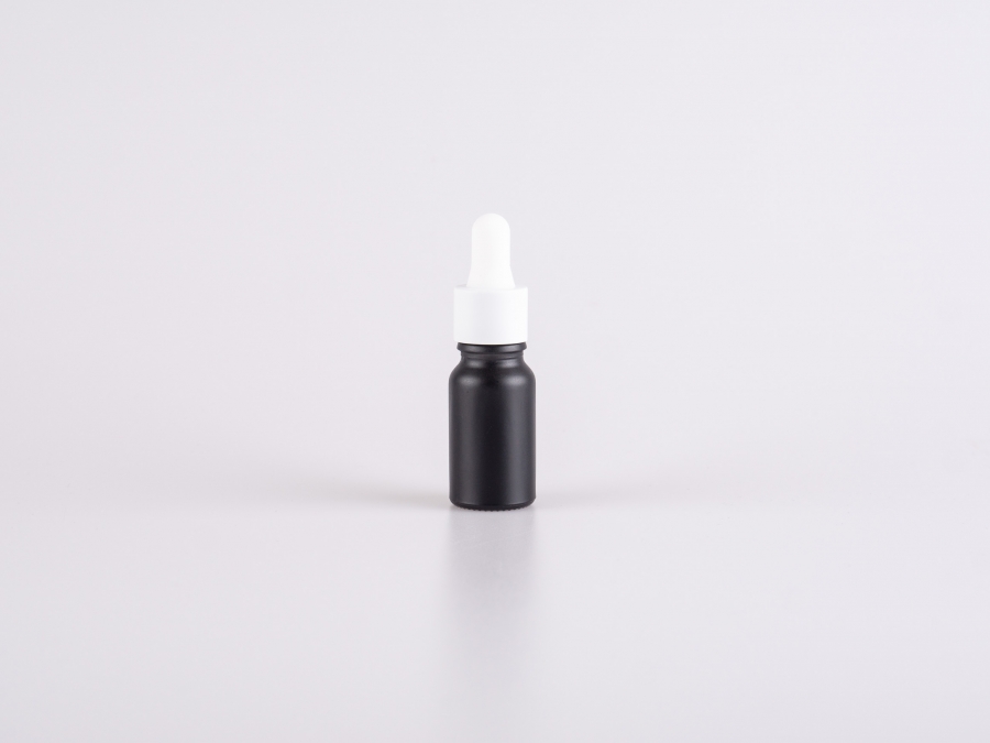 Schwarzglasflasche 10ml, mit Pipette weiss