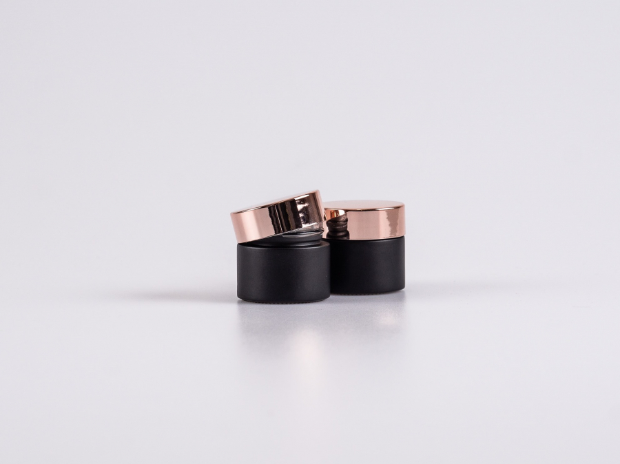 Schwarzglasdose, 10ml, mit Deckel rosé