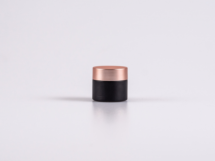 Schwarzglasdose, 10ml, mit Deckel rosé