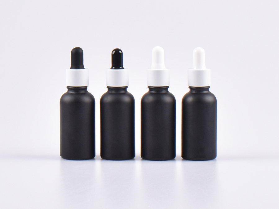 Schwarzglasflasche 100ml, mit Pipette weiss