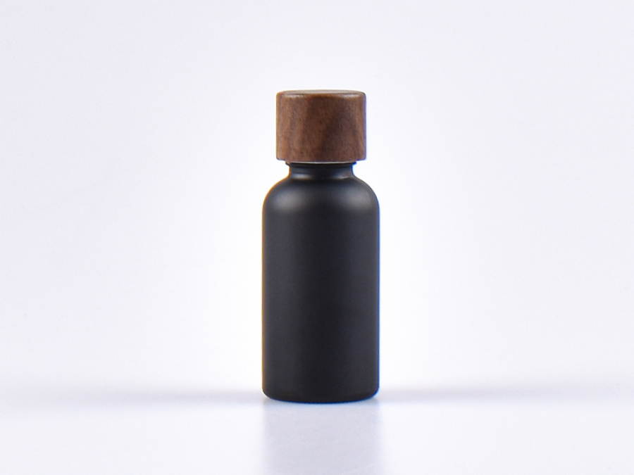 Schwarzglasflasche 30ml, mit Schraubverschluss Walnut