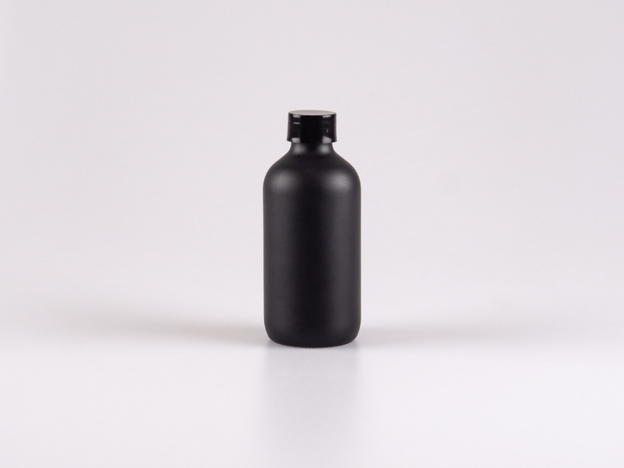 Schwarzglasflasche 250ml, mit Schraubverschluss schwarz