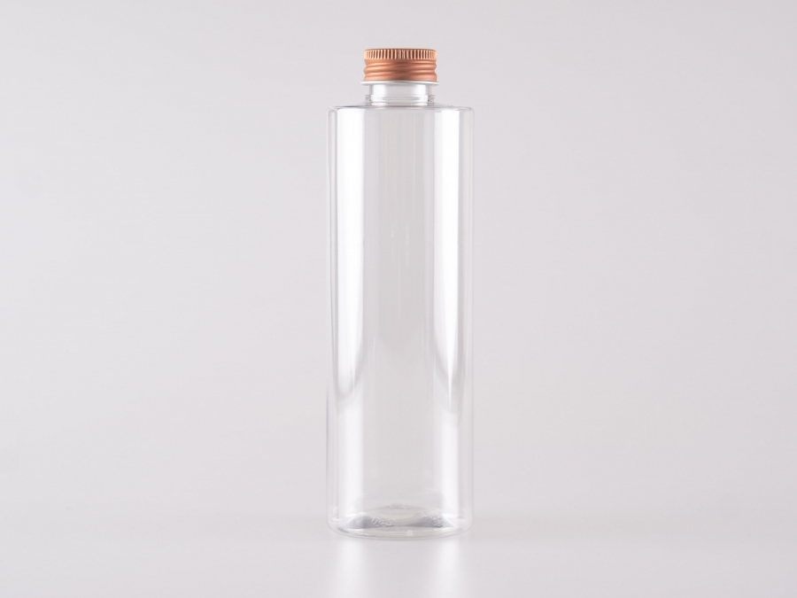 PET Flasche "Sharp" 250ml, mit Tropfmontur Aluminium