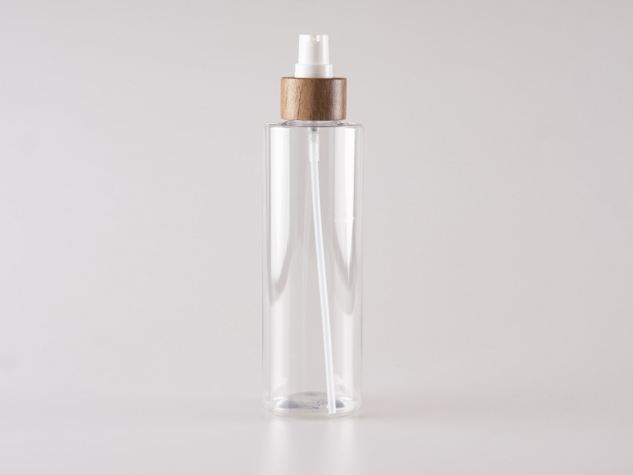 PET Flasche "Sharp" 250ml, mit Lotionspumpe Walnut