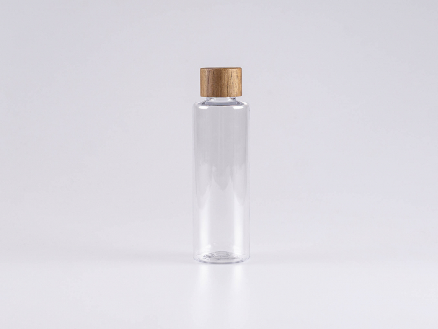 PET Flasche "Sharp" 150ml, mit Deckel Walnut