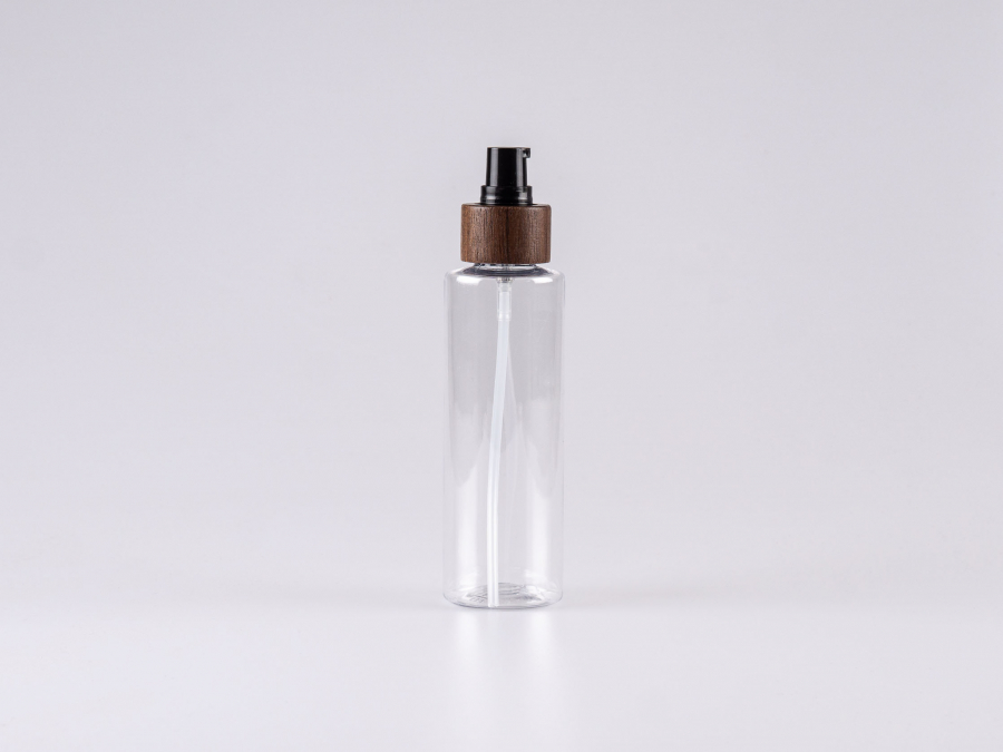 PET Flasche "Sharp" 150ml, mit Lotionspumpe Walnut