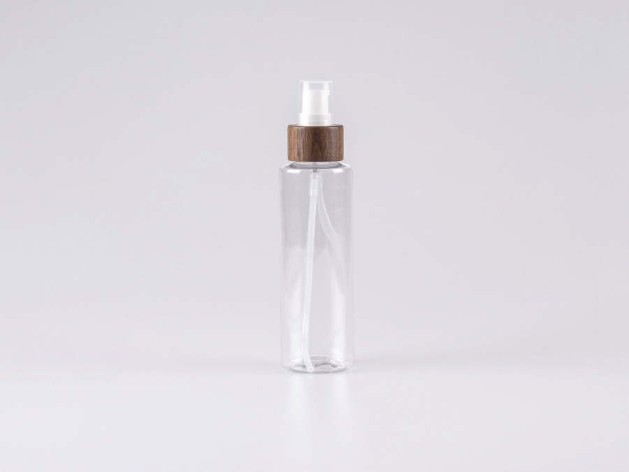 PET Flasche "Sharp" 150ml, mit Lotionspumpe Walnut