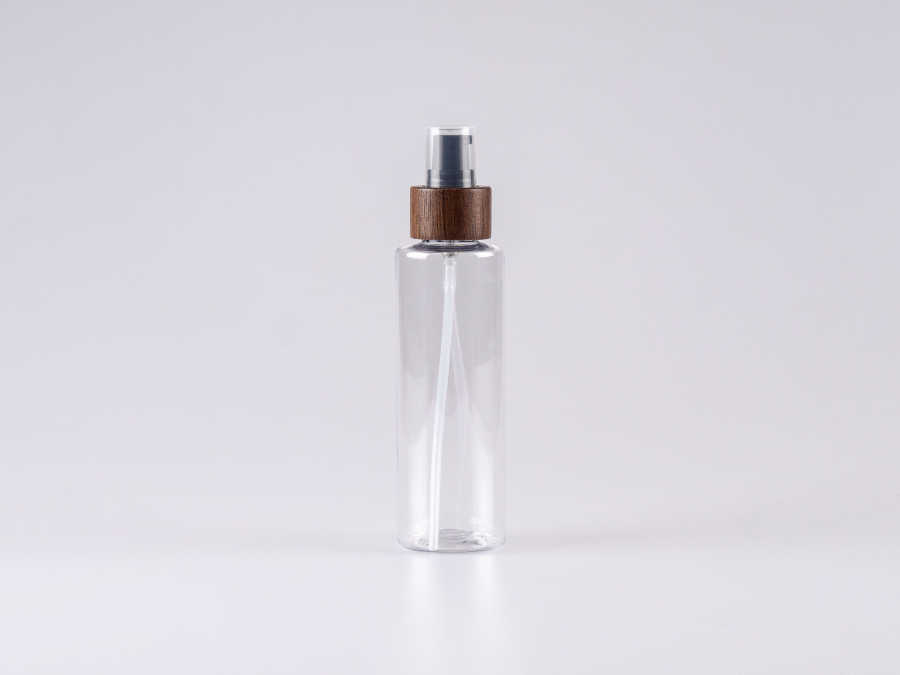 PET Flasche "Sharp" 150ml, mit Lotionspumpe Walnut