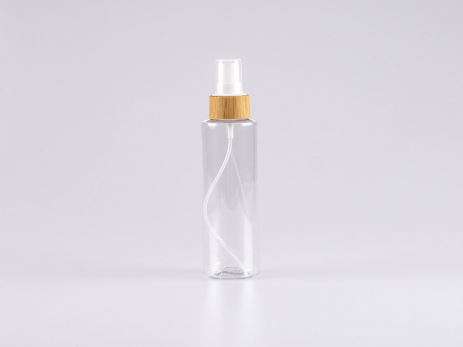 PET Flasche "Sharp" 150ml, mit Zerstäuber Bambus