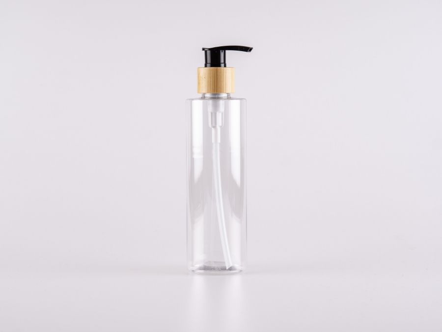 PET Flasche "Sharp" 250ml, mit Dispenser Bambus