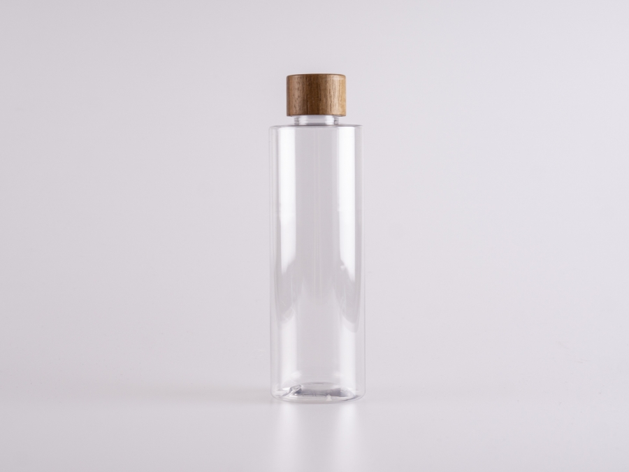 PET Flasche "Sharp" 250ml, mit Deckel Walnut