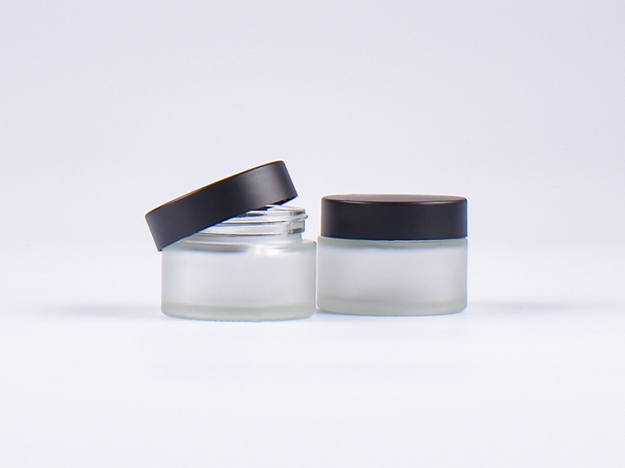 Glasdose säuremattiert, 30ml, mit Deckel schwarz