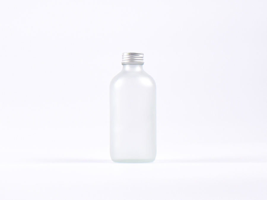 Glasflasche säuremattiert, 250ml, mit Schraubverschluss Aluminium
