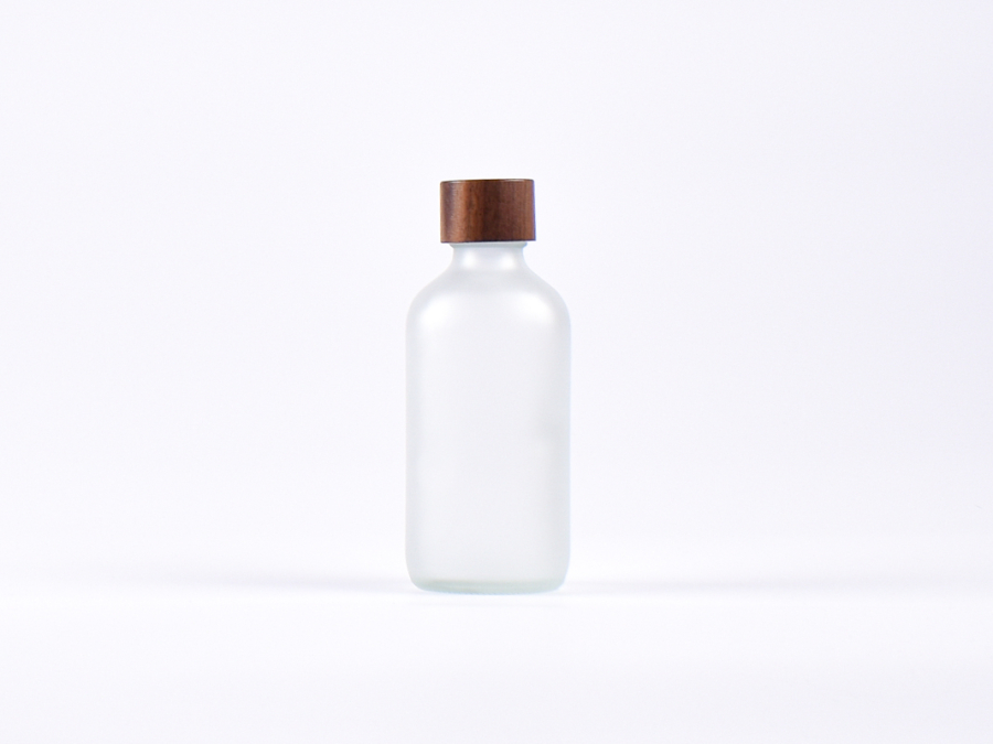 Glasflasche säuremattiert, 250ml, mit Schraubverschluss Walnut