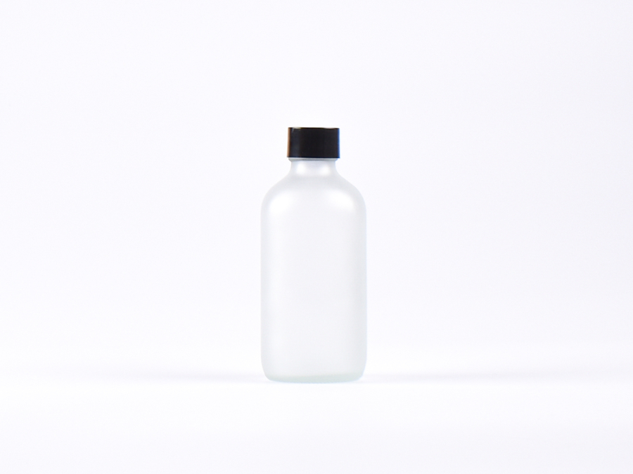 Glasflasche säuremattiert, 250ml, mit Schraubverschluss schwarz