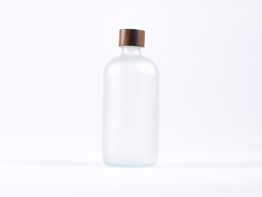 Glasflasche säuremattiert, 500ml, mit Schraubverschluss Walnut