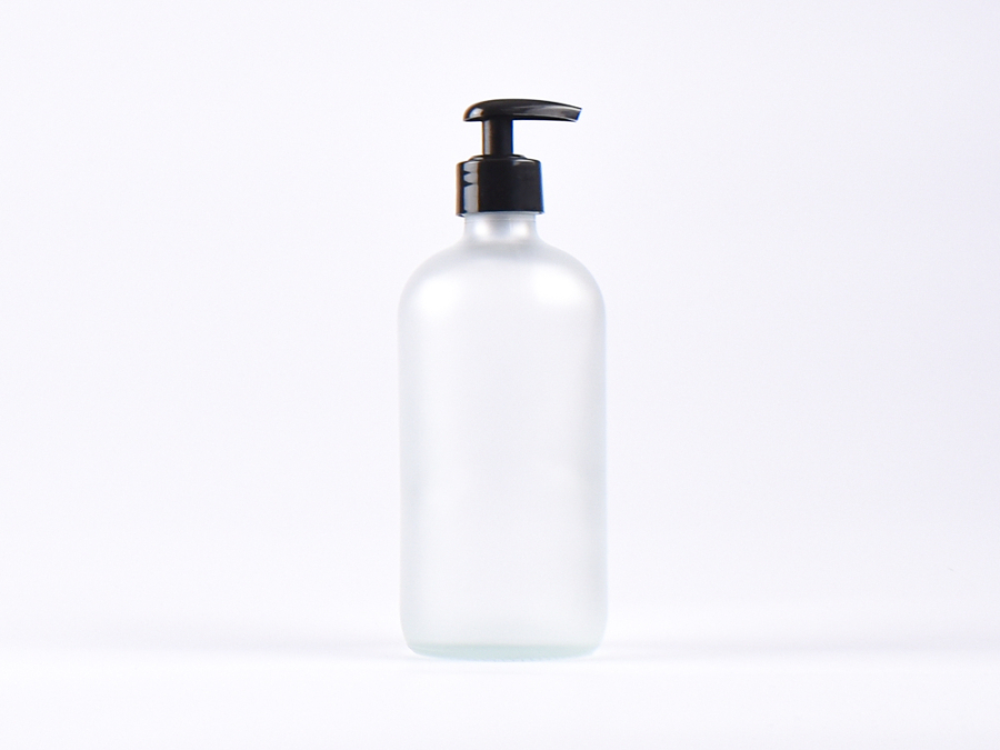 Glasflasche säuremattiert, 500ml, mit Dispenser schwarz