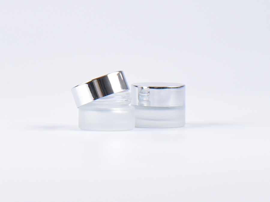 Glasdose säuremattiert, 7ml, mit Deckel silber