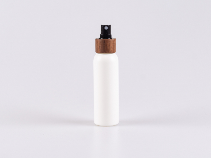 Flasche "Tara" 100ml, matt-weiss, mit Zerstäuber Walnuss