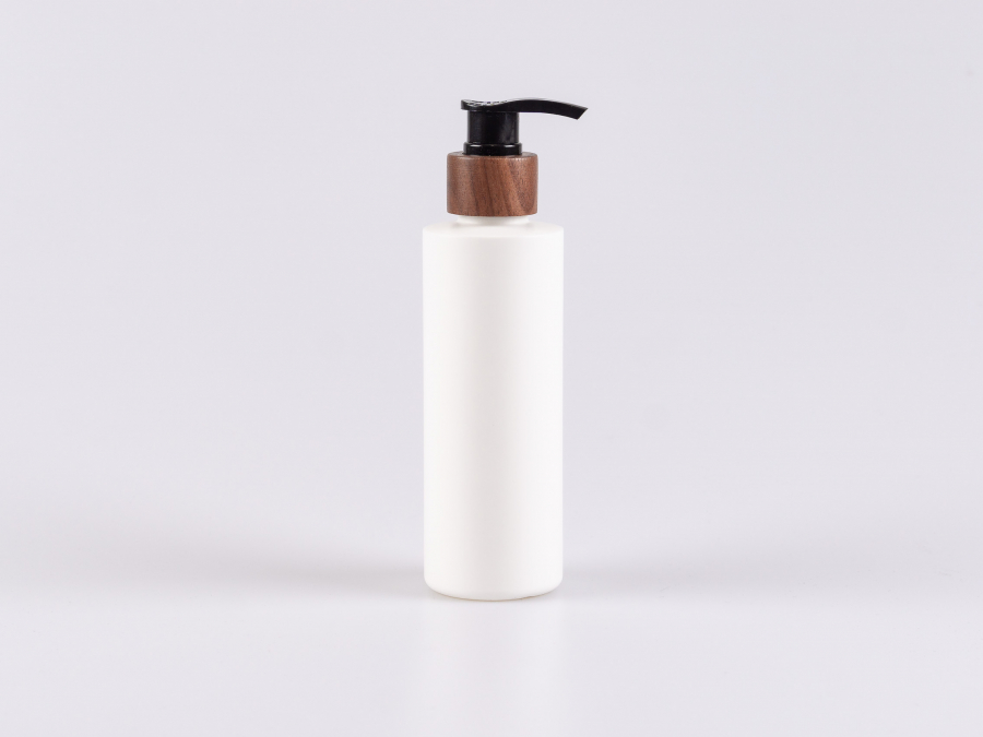 Flasche "Tara" 200ml, matt-weiss, mit Dispenser Walnut