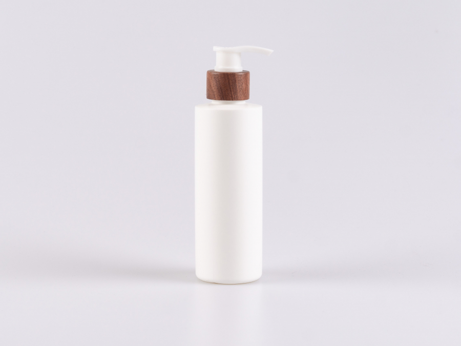 Flasche "Tara" 200ml, matt-weiss, mit Dispenser Walnut