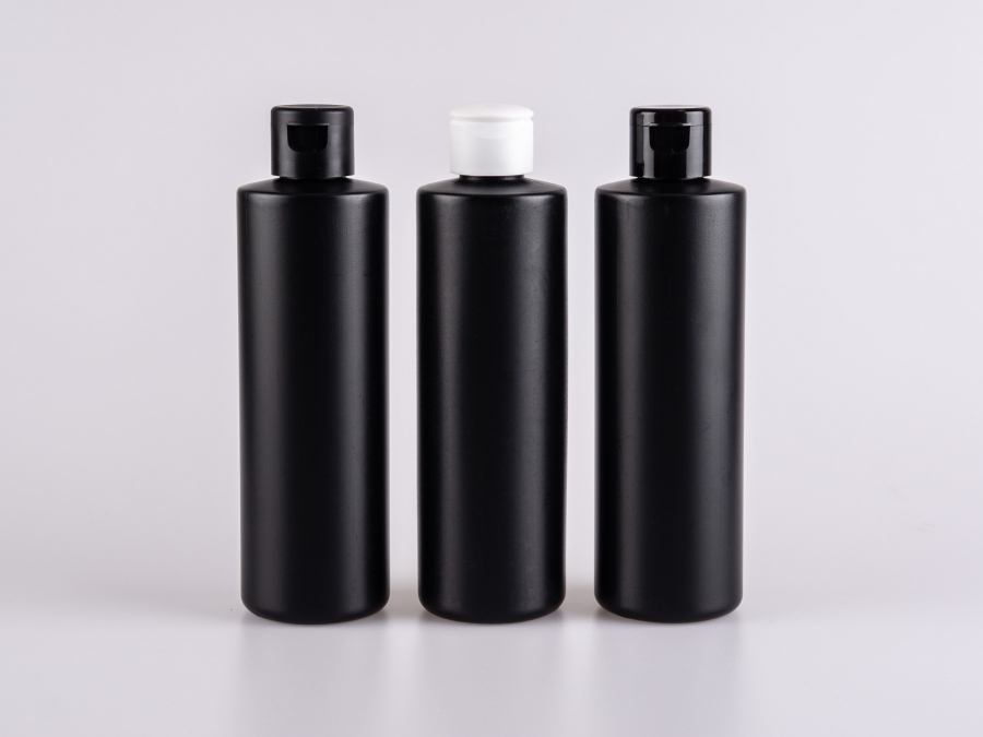 Flasche "Tara" 500ml, matt-schwarz, mit FlipTop/DiscTop weiss