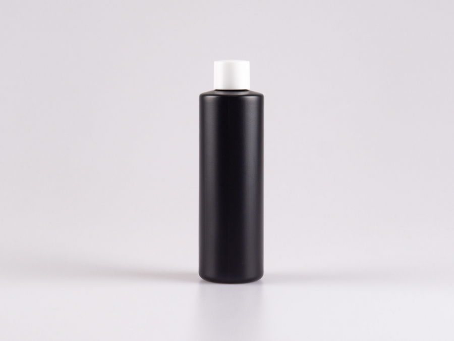 Flasche "Tara" 250ml, matt-schwarz, mit Schraubverschluss weiss/schwarz