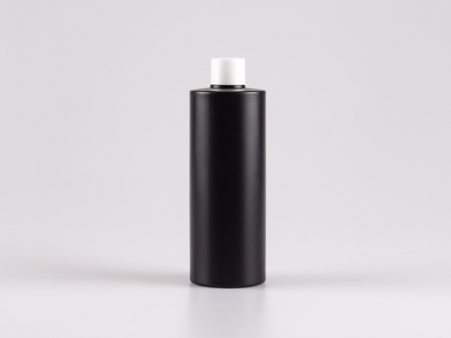 Flasche "Tara" 450ml, matt-schwarz, mit Schraubverschluss weiss/schwarz