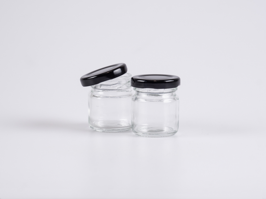 Vorratsglas, 50ml, mit Aluminiumdeckel in 5 Farben
