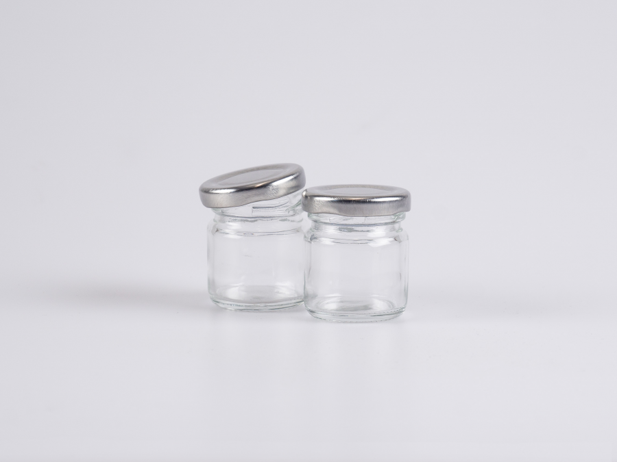 Vorratsglas, 50ml, mit Aluminiumdeckel in 5 Farben