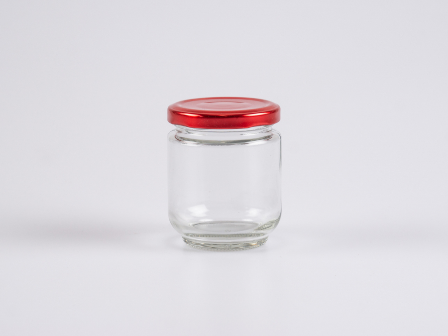 Vorratsglas, 200ml, mit Aluminiumdeckel in 5 Farben