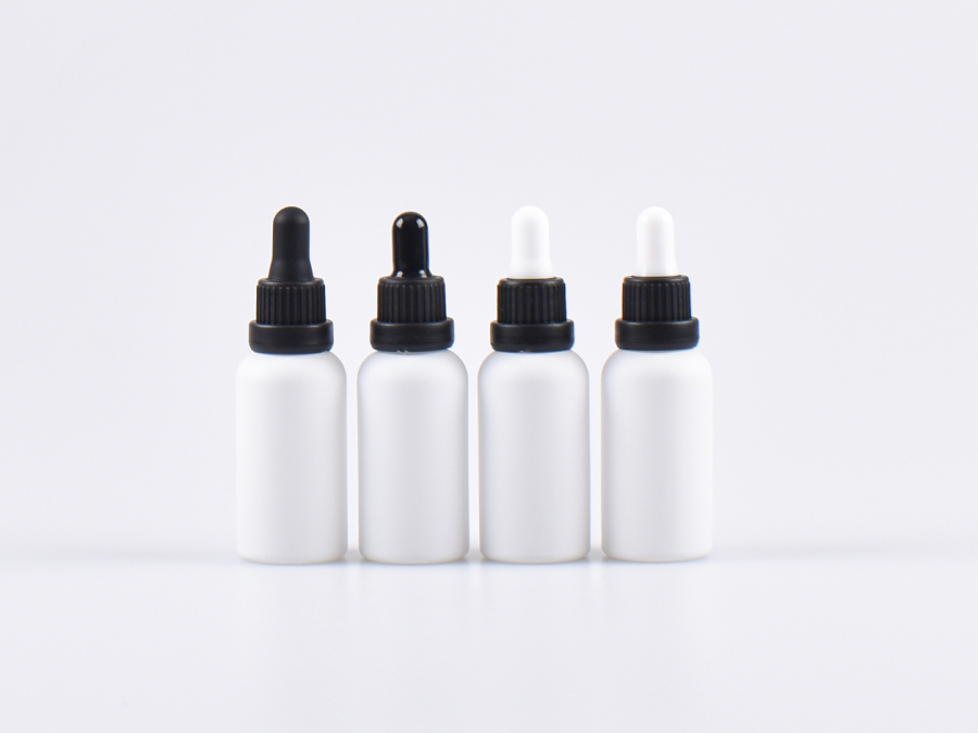 Weissglasflasche 30ml, mit Pipette OV schwarz