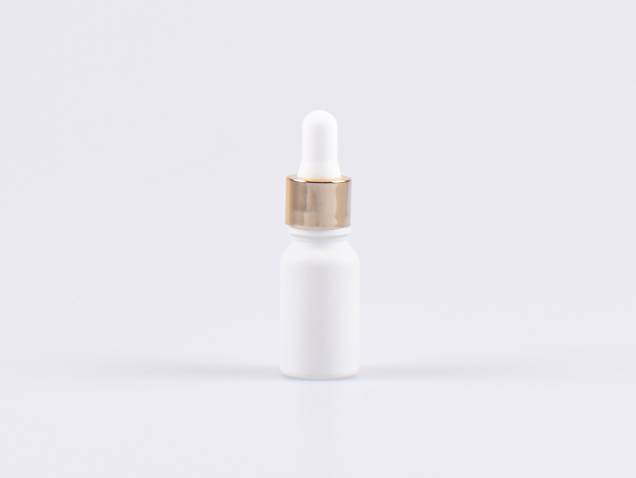Weissglasflasche 10ml, mit Pipette gold