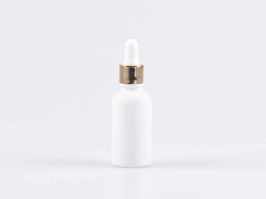 Weissglasflasche 30ml, mit Pipette gold