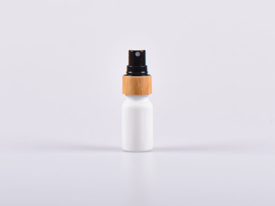 Weissglasflasche 10ml, mit Zerstäuber Bambus