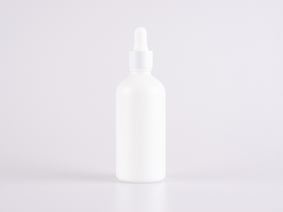 Weissglasflasche 100ml, mit Pipette weiss