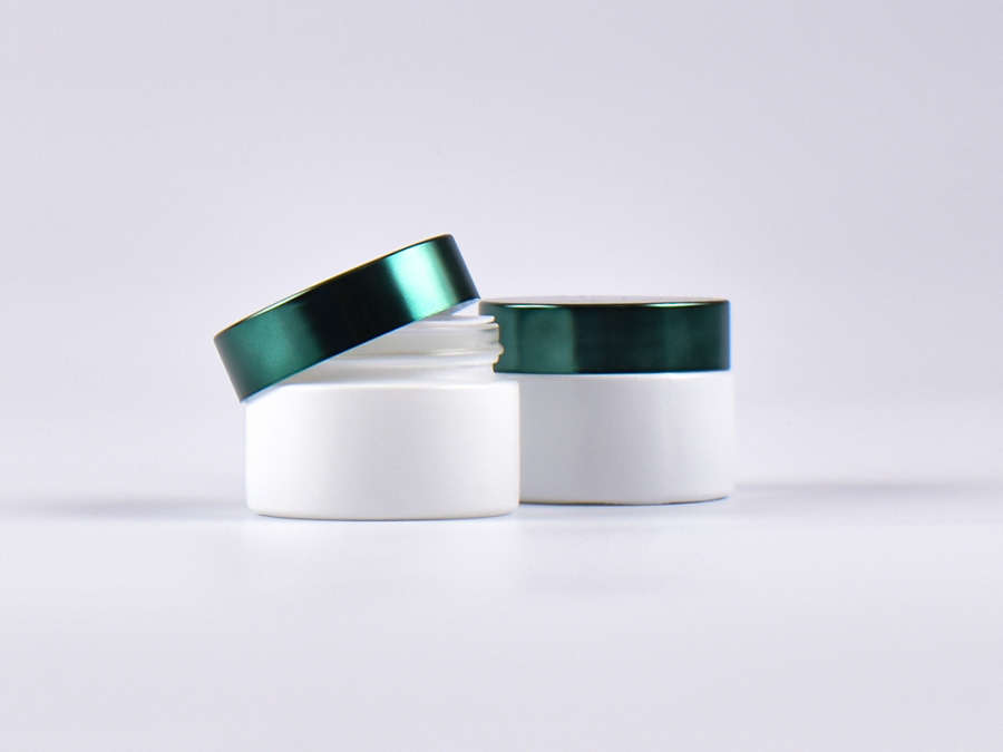 Weissglasdose, 30ml, mit Deckel grün