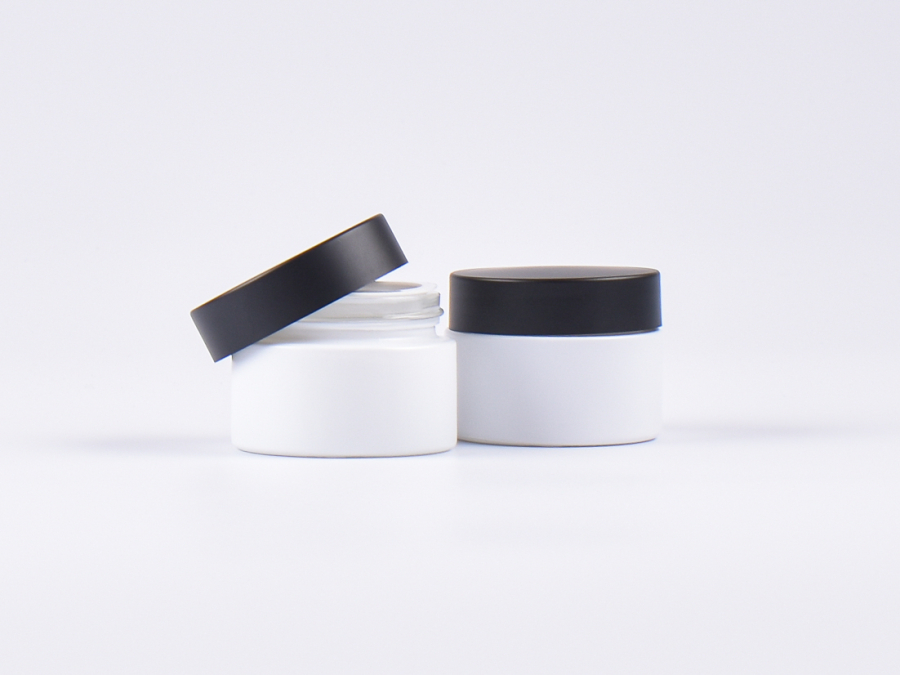 Weissglasdose, 30ml, mit Deckel schwarz
