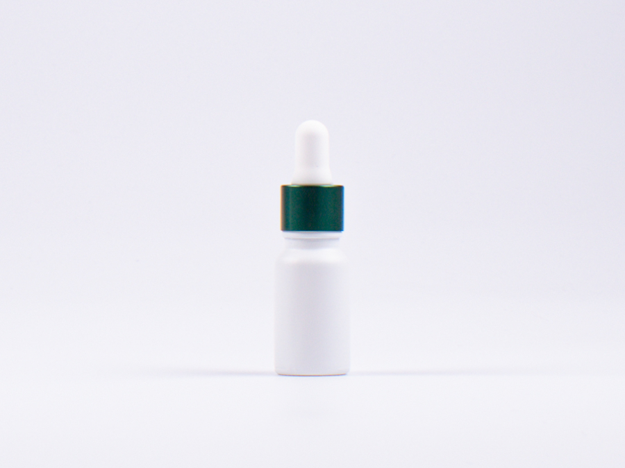 Weissglasflasche 10ml, mit Pipette grün-matt