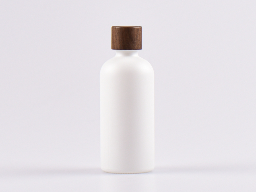 Weissglasflasche 100ml, mit Tropfmontur Walnut