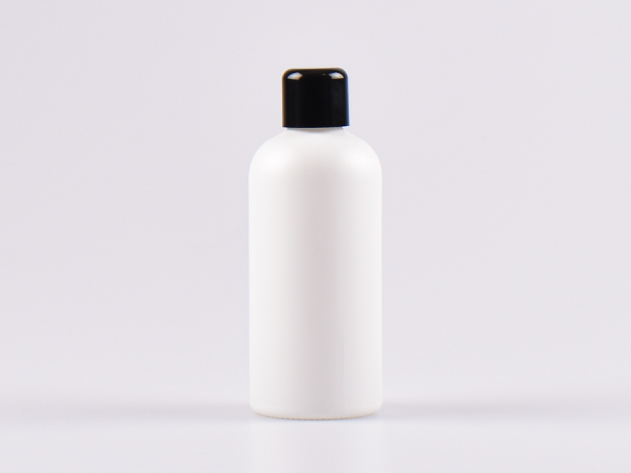 Weissglasflasche 100ml, mit Schraubverschluss schwarz