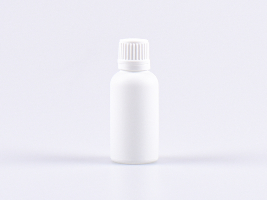 glasflasche-weiss-matt-tropfmontur