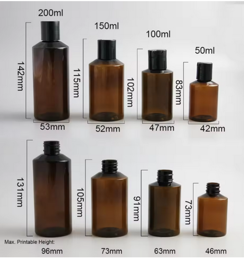 PET Flasche, braun, 50ml, mit Flip-Top Verschluss