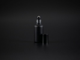 Schwarzglasflasche 50ml, mit Roll-On Glas/Stahl