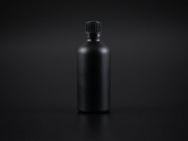 Schwarzglasflasche 100ml, mit Tropfmontur