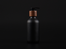 Schwarzglasflasche 220ml, mit Dispenser Walnut